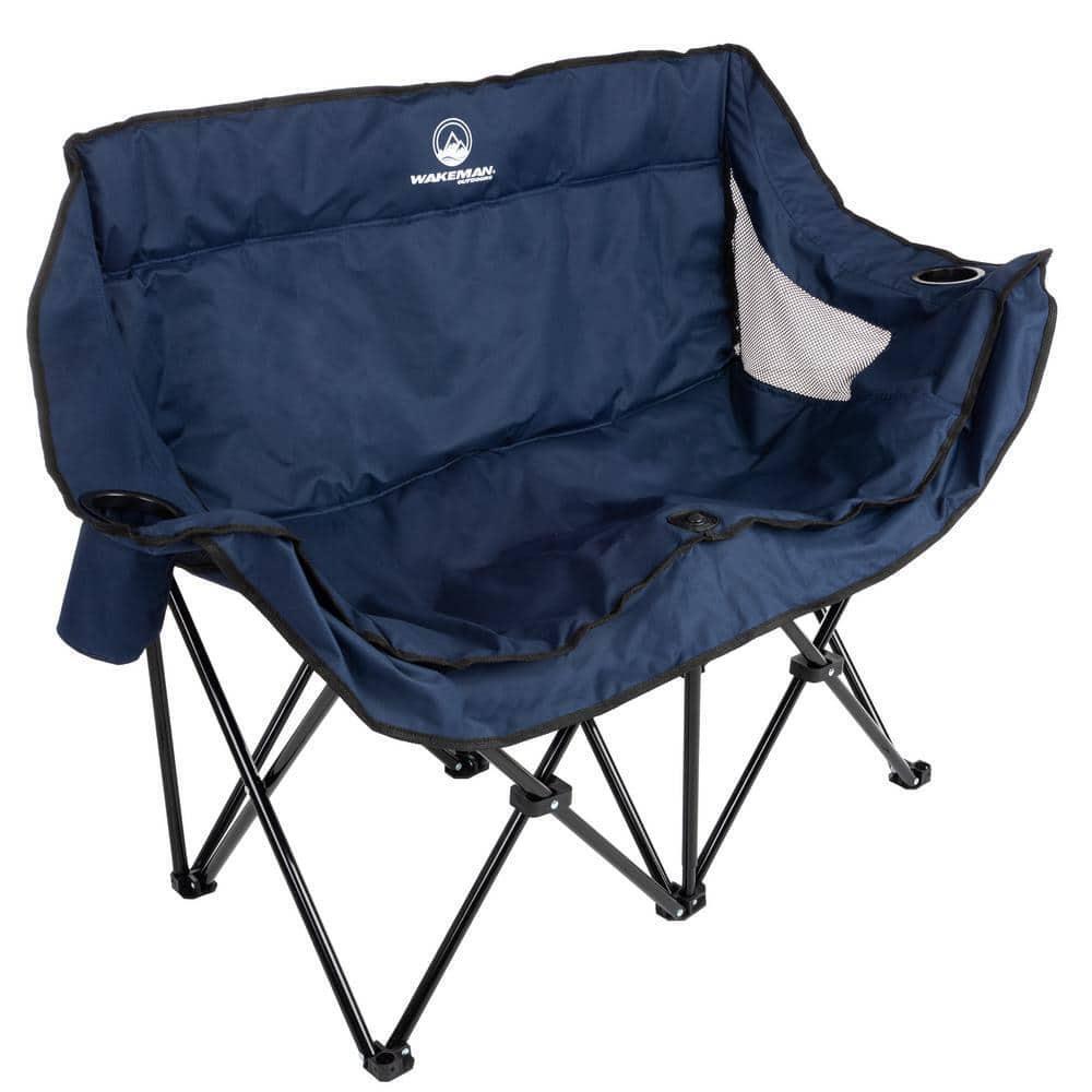 Wakeman Outdoors Camping Chair 2-Person Outdoor Lightweight Blue W/ Carrying Bag