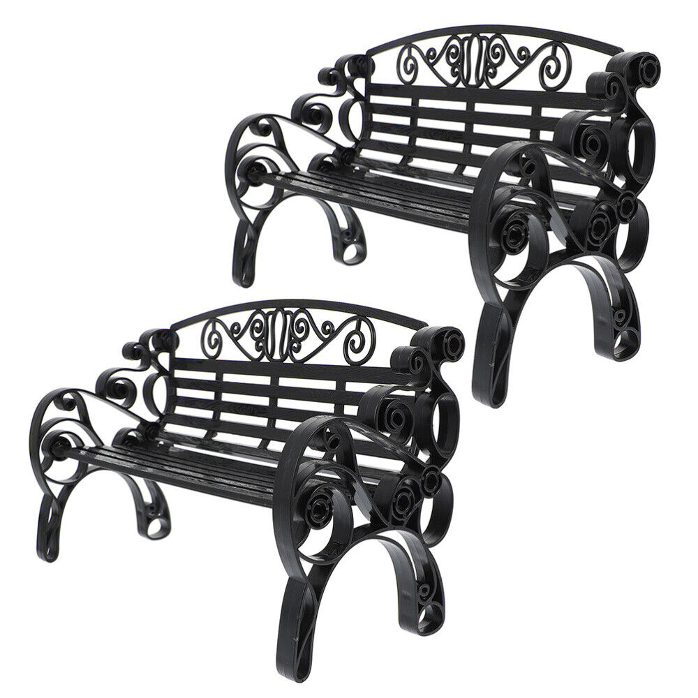 2 Pcs Mini Chair Outdoor Lounger Dollhouses Bench Decoration