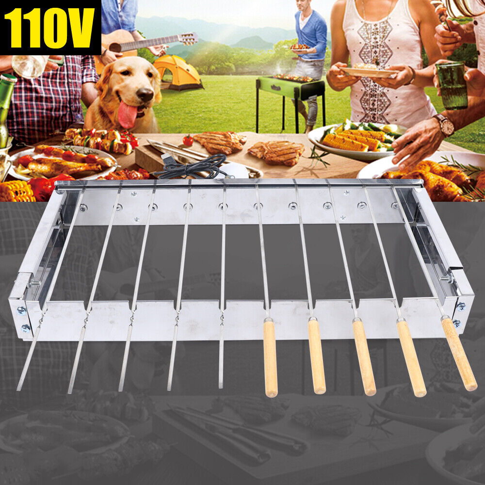 Stainless Steel Barbecue Grill Automatic Rotating Rack Grill BBQ Cook Accessory