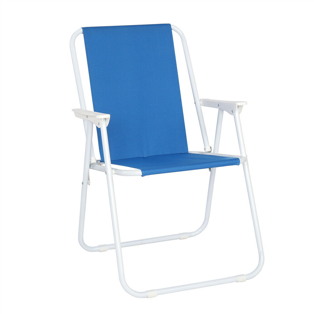 Outdoor Portable Blue Oxford Cloth Iron Beach Chair