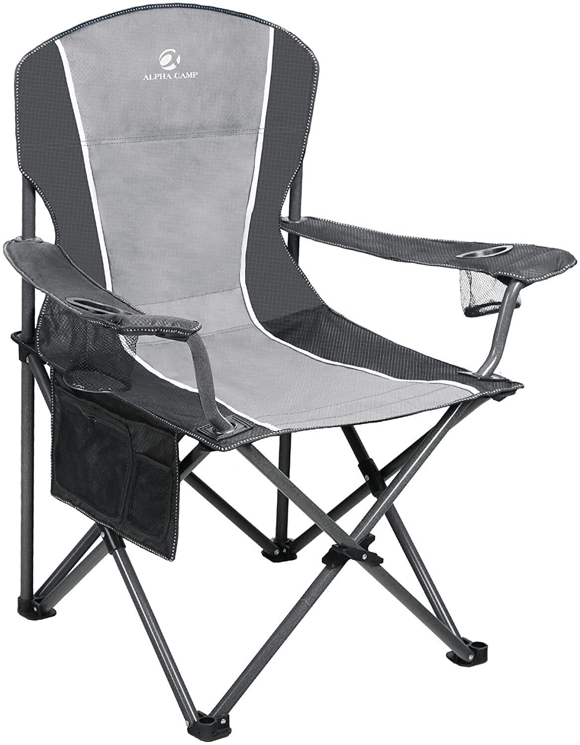 Oversized Camping Folding Chair Heavy Duty Steel Frame Support 350 LBS Collap...