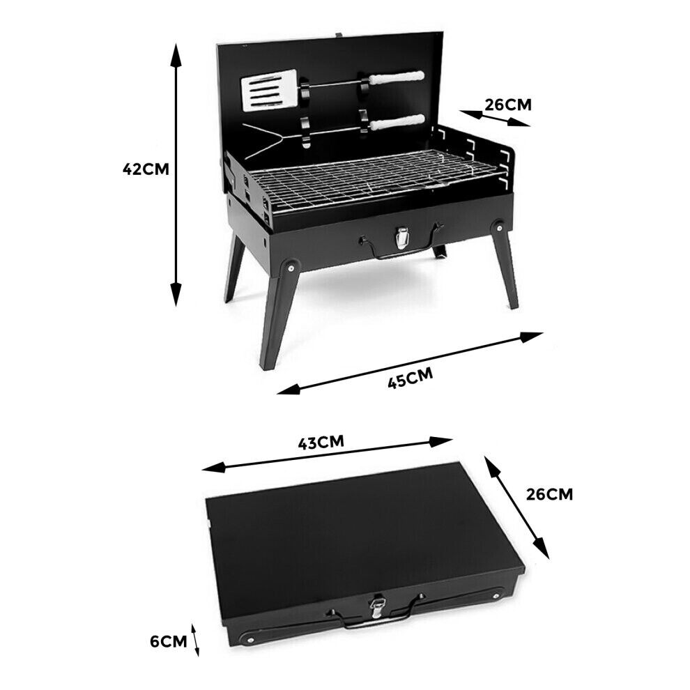 Folding Charcoal BBQ Barbecue Camping Grill - Easy To Clean