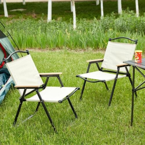 myhomore Outdoor Folding Camping Chair 31.1"X20.47"X21.46" Steel Beige (2-Piece)