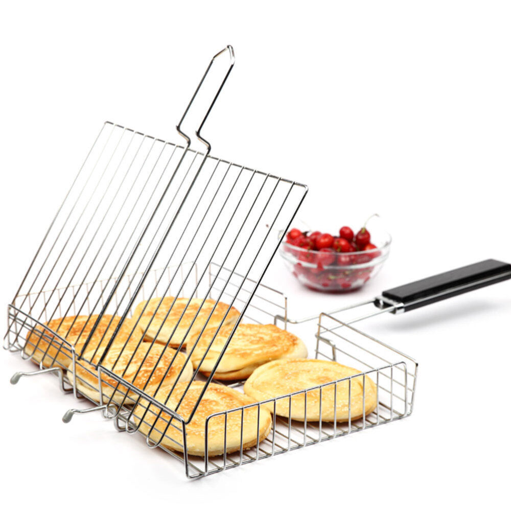 Mini-Barbecue-Grill Zusammenklappbarer Picknickgrill Holzgriff-Grillrost