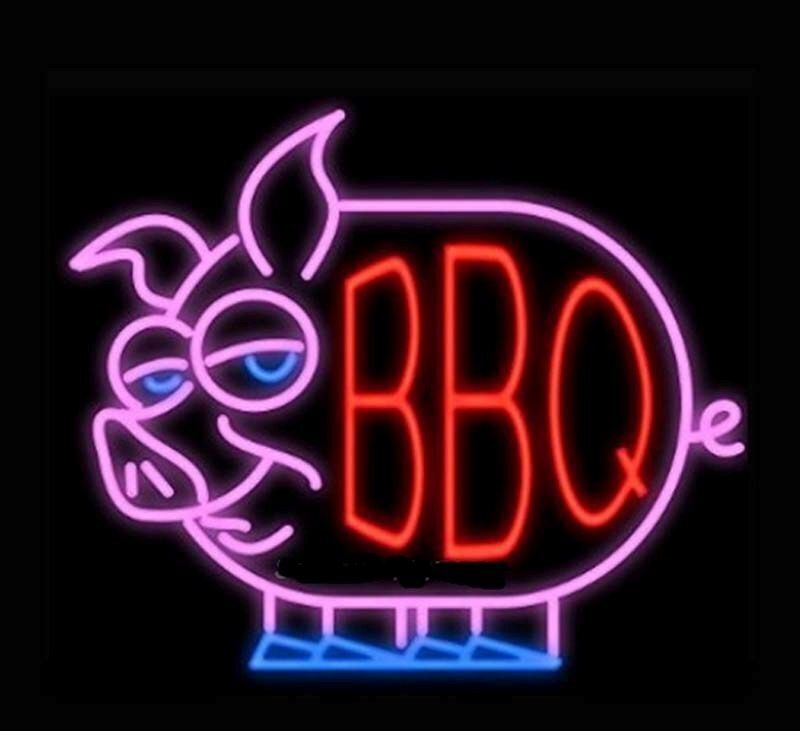 BBQ Barbecue Grill Neon Sign Lamp Real Glass Decor Display Beer Pub Wall 20"x16"