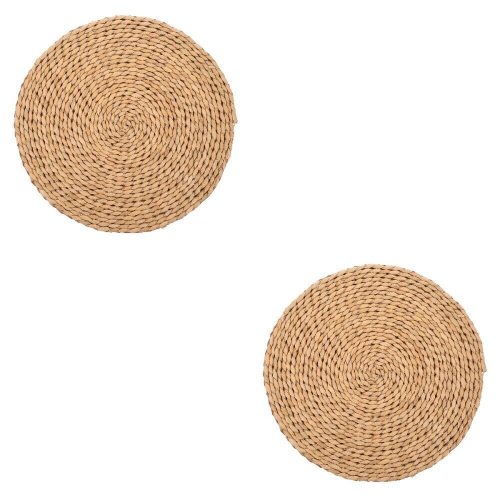 2 Pcs Woven Tatami Pad Straw Cushion Outdoor Chair Round Home Use Seat