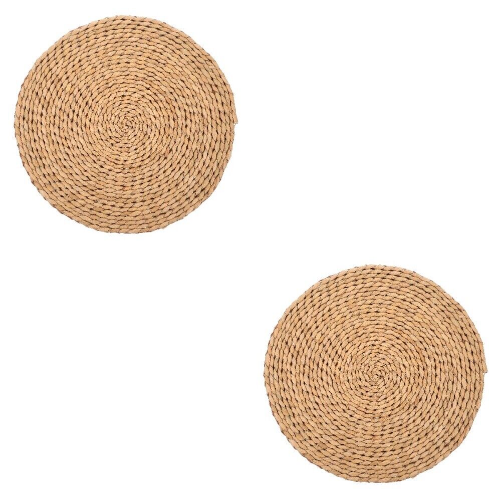 2 Pcs Woven Tatami Pad Straw Cushion Outdoor Chair Round Home Use Seat