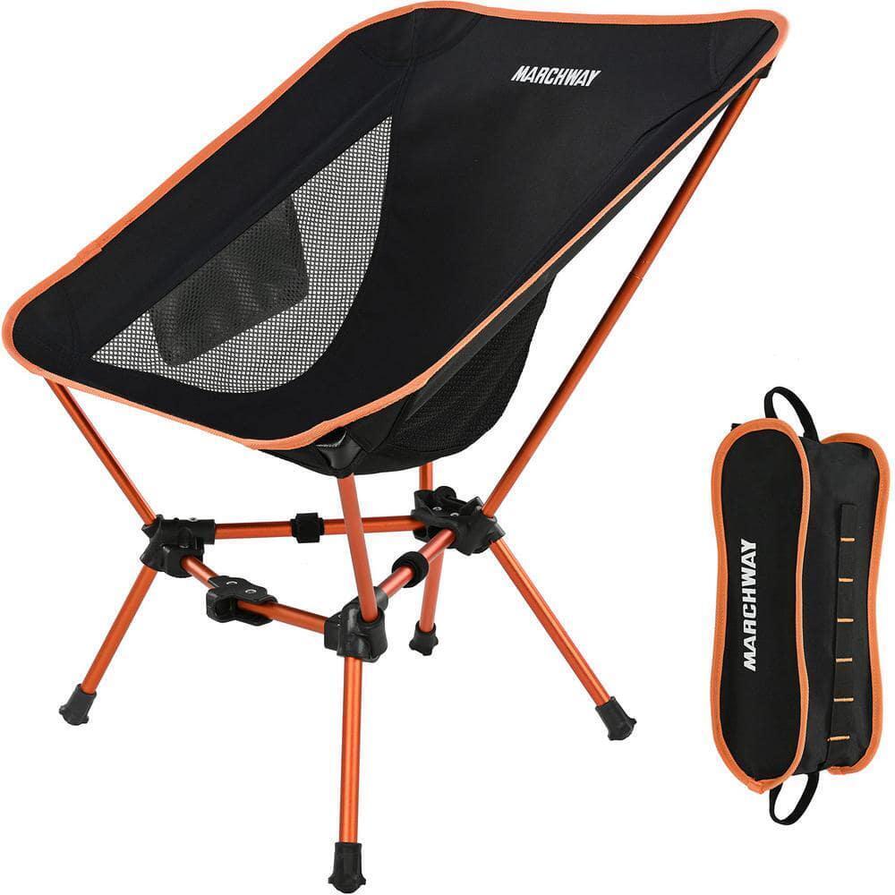 Angel Sar Aluminum Folding Camping Chair for Hiking 25.7"X20.2" Metal Orange