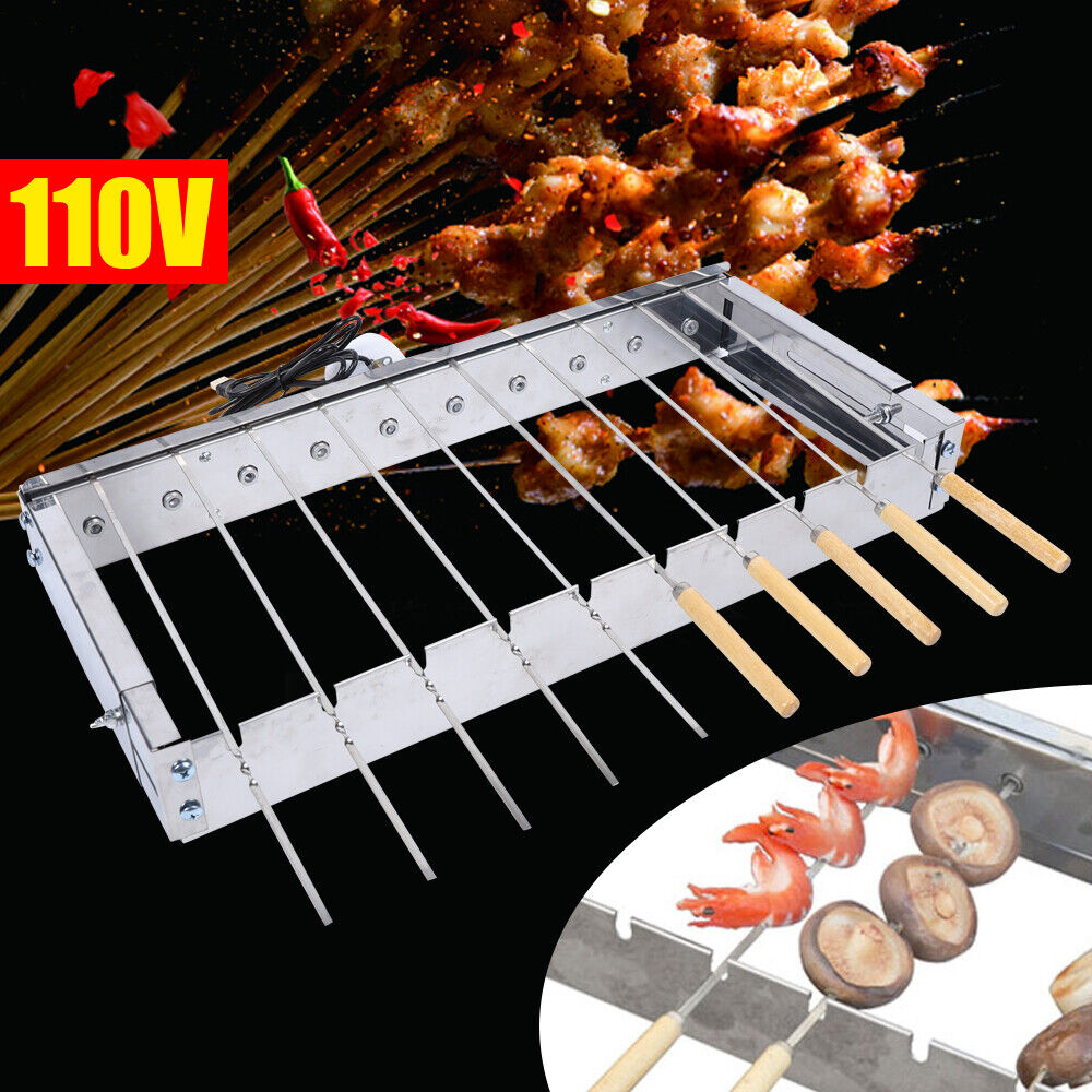 10 Holes BBQ Grill Electric Rotisserie Shelf Stainless Steel Automatic Grill