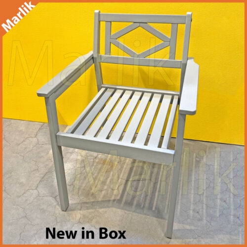 IKEA BONDHOLMEN Outdoor Chair Armchair, Stackable, Wood, Gray, 804.206.29, NEW