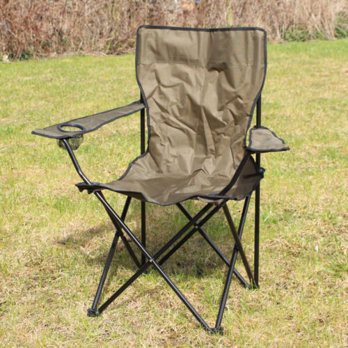 Olive Green Outdoor Camping Chair - Folding Portable Fishing Beach Garden Seat