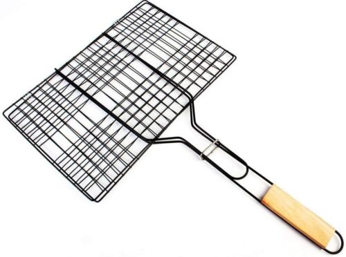 Barbecue Grill Basket BBQ Metal Outdoor Cooking Meat Grilling Rack 58x22.5x5cm