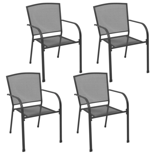 NNEVL Outdoor Chairs 4 pcs Mesh Design Anthracite Steel