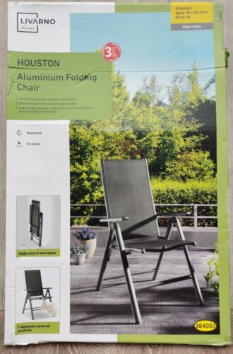 Outdoor folding Garden Chair Weatherproof UV-Resistant Foldable Aluminium - Grey
