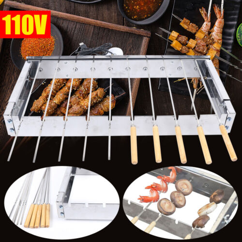 10 Holes BBQ Grill Electric Rotisserie Shelf Stainless Steel Automatic Grill