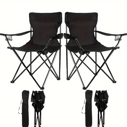 2PCS Oxford cloth Folding Outdoor Camp Chair with Cup Holder Hiking Picnic Chair