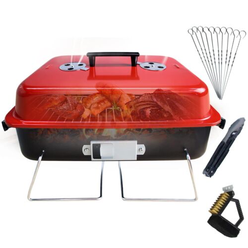 GEERTOP Barbecue Grill Charcoal with Lid Portable Folding Small BBQ Grill for...