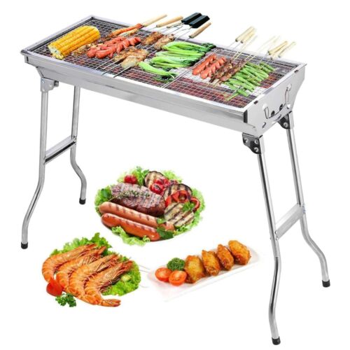 Barbecue Charcoal Grill Stainless Steel Folding Portable BBQ Tool Kits for Ou...