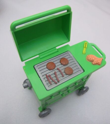 FISHER PRICE Loving Family Dollhouse GREEN BARBEQUE GRILL ~ Barbecue