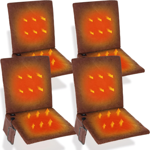4 Pieces Portable Heated Seat Cushion 3 Mode Adjustable Folding Heated Camping C