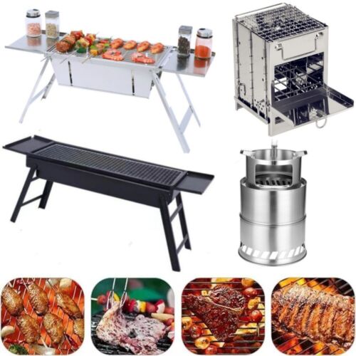 BBQ Grill Charcoal Barbecue Grill Foldable Stainless Steel Outdoor Yard Camping