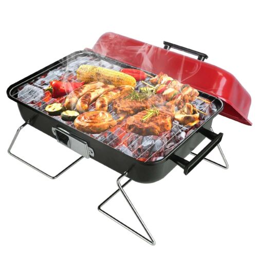 Portable Charcoal Grill Outdoor Tabletop Grill Small Barbecue Smoker Folding ...