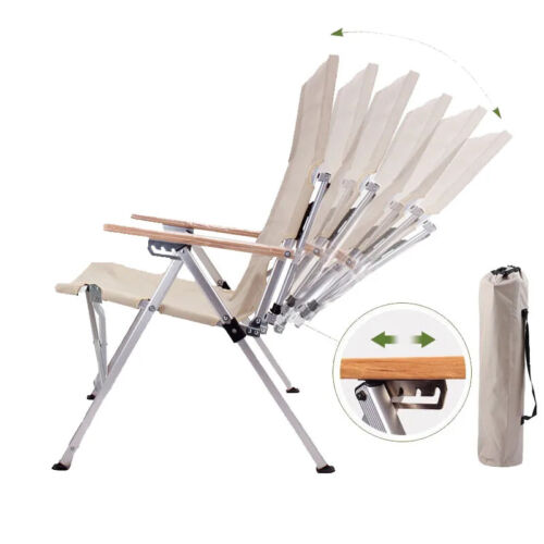 Outdoor Folding Chair 6Speed Adjustable Long Back Chair Outdoor Camping Recliner