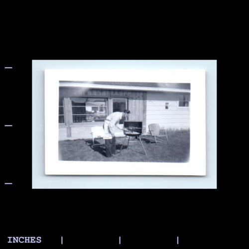 Vintage Photo MAN NEXT TO BARBECUE GRILL
