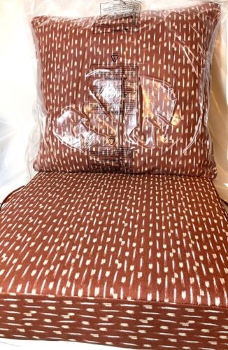 CUSHIONS OUTDOOR CHAIR FURNITURE SEAT AND BACK 24X24 RUST WITH WHITE NEW