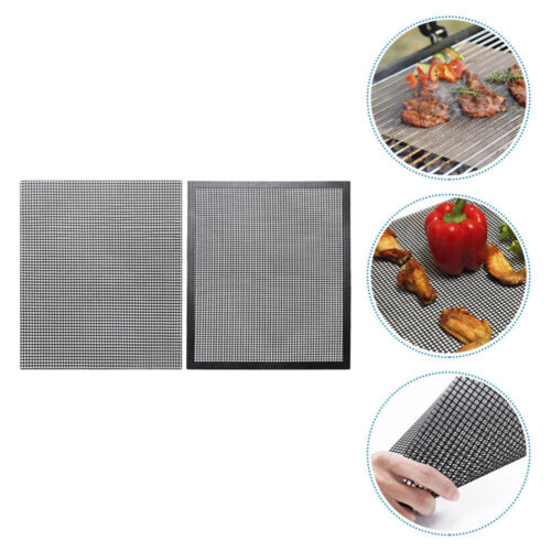 2 Pcs Outdoor Grill Mat Hollow BBQ Use Gift for Barbecue Lover