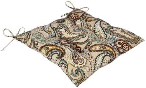 Pillow Perfect Paisley Indoor/Outdoor Chair Seat Cushion with Ties, Tufted, W...