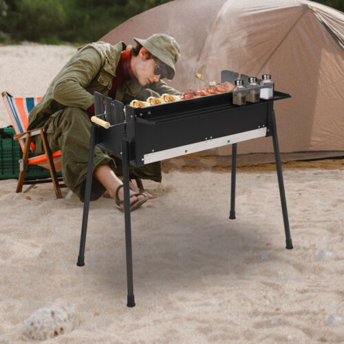 Outdoor Foldable Camping Bbq Barbecue Charcoal Grill Stove Large Stainless Steel