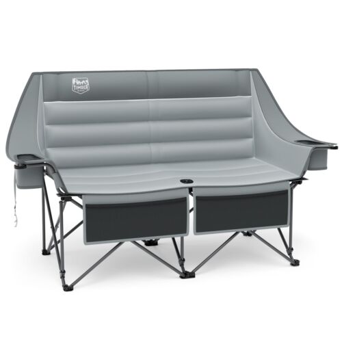 TIMBER RIDGE Fully Padded Double Camping Chair, Heavy Duty Outdoor Folding Ca...
