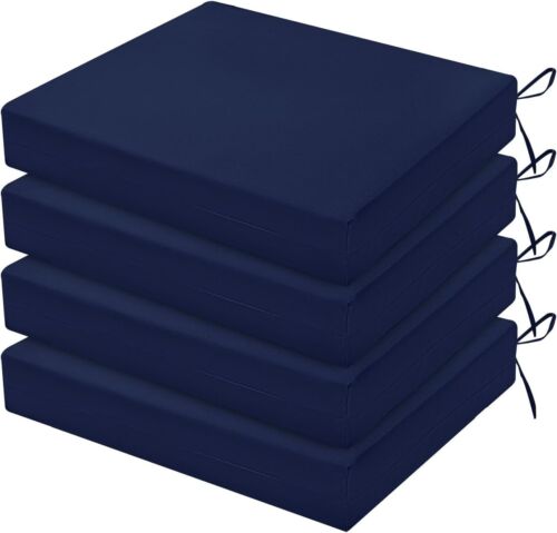 Outdoor Chair Cushions Set of 4 Cobalt Blue Durable Fabric 19" x 17"