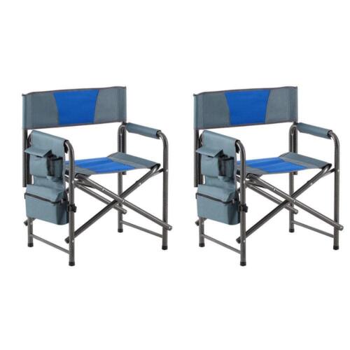 Unbranded Folding Outdoor Chair w/ Side Storage Pocket 16.90"X29.50" Gray+Blue