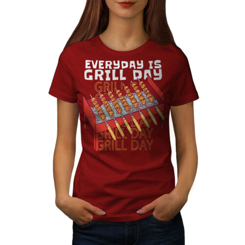Wellcoda Everyday is Grill Day Barbecue Skewers Womens T-shirt