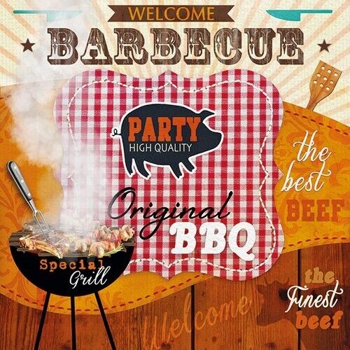 20 Servietten Original BBQ Grill Sommerfest Gartenparty Barbecue Deko 33x33cm