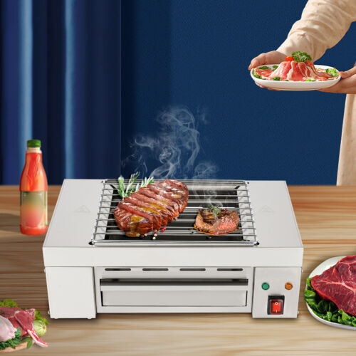 1500W Commercial Barbecue Electric Countertop Griddle Grill Hot Plate BBQ Grill
