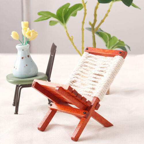 Dollhouse Miniatures 1/12 Scale Furniture Outdoor Chair Wooden Handmade Decor