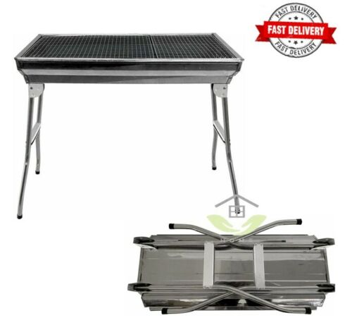 Large Steel BBQ Grill Portable Folding /Outdoor Charcoal Stainless Barbecue Pit