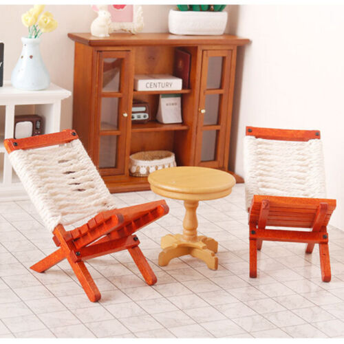 1/12 Scale Dollhouse Miniatures Furniture Outdoor Chair Wooden Decor Accessories