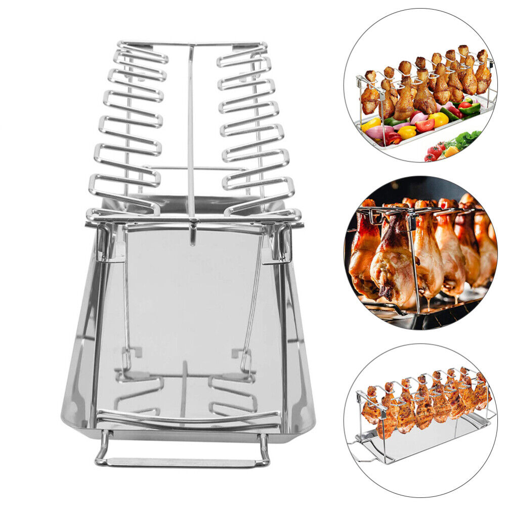 Grill Pans Tailgate Roast Chicken Leg Rack Barbecue Foldable