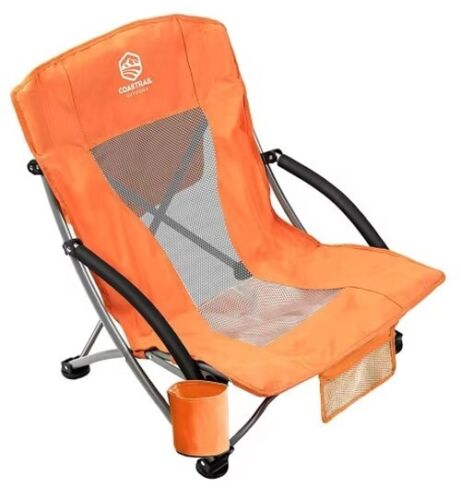 Coastrail Outdoor Camping Chair Lumbar Back Support Oversized Padded ORANGE