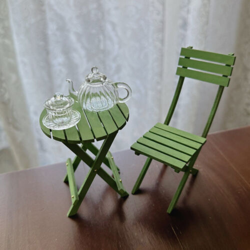 3PC 1/6 Scale Dollhouse Miniature Furniture Outdoor Chair Table Set Unfinished