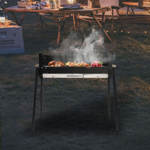 Barbecue Charcoal Grill Stainless Steel Folding BBQ Outdoor Camping Barbecue NEW