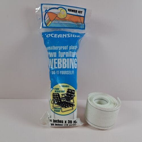 Vintage Webbing Oceanside Outdoor Chair 2-1/4" Wide White Gray 39' + 11'