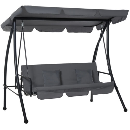 Outdoor 2-in-1 Patio Swing Chair Lounger 3 Seater Garden Swing Seat Bed