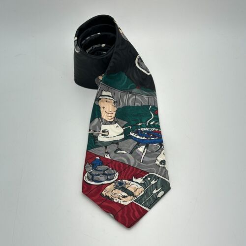 VTG Hallmark Special Ties BBQ Barbecue Grill Mens Outdoor Cooking Polyester 54"