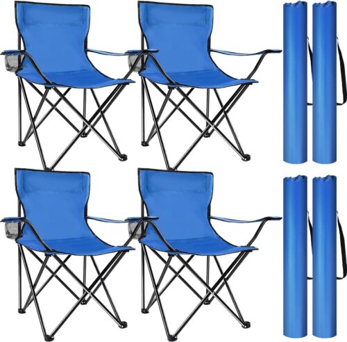 4 Pack Outdoor Folding Chairs Camp Chair Beach 19.7 x x 31.5 Inch, Blue
