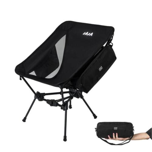 Angel Sar Outdoor Camping Chair Lightweight Foldable Metal Black W/ Carry Bag